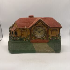 1920's LUX Clock Co "Bungalow Deluxe Art Clock" Novelty Desk Clock
